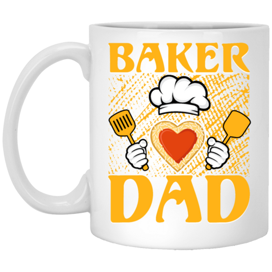 Baker Dad, Chef Dad, Father's Day, Cook With Heart White Mug