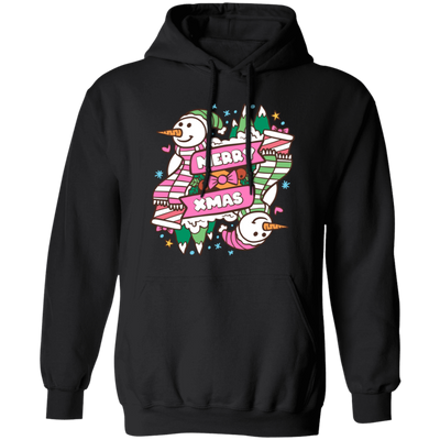 Merry Xmas, Trendy Snowman, Pinky Snowman, Pink Christmas, Merry Christmas, Trendy Christmas Pullover Hoodie