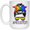 Freemomhugs, Proud Mom, Proud LGBT Mom, Messy Bun, Mother's Day White Mug