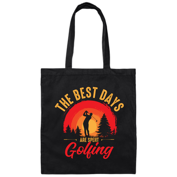 The Best Days Are Spent Golfing, Retro Golf Player Canvas Tote Bag