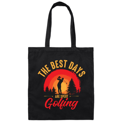 The Best Days Are Spent Golfing, Retro Golf Player Canvas Tote Bag