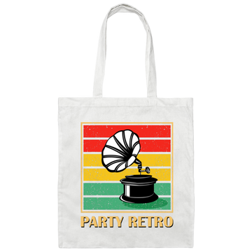 Retro Grammophone, Party Retro, Retro Music Canvas Tote Bag