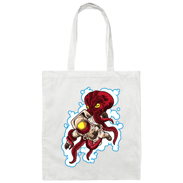 Galaxy Astronaut Fights Octopus, Octopus Love Gift, Love Astronaut Canvas Tote Bag