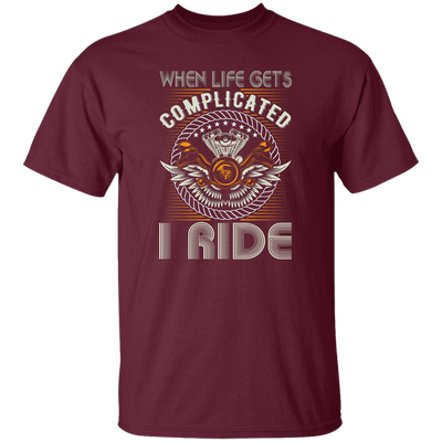 When Life Gets Complicated, I Ride, Retro Rider Unisex T-Shirt