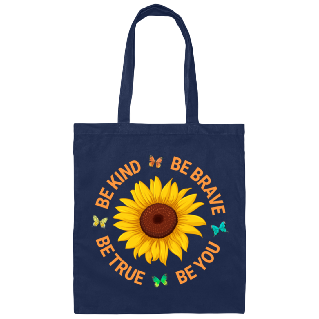 This sunflower lover canvas tote bag is a beautiful reminder to always be kind, brave, true, and true to yourself. Made with durable canvas, it's perfect for carrying all your essentials while spreading positivity. A must-have for any sunflower lover.