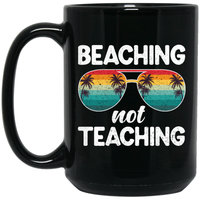 Summer Sunglasses Gift, Vintage Sunset Beaching Not Teaching Summer Black Mug