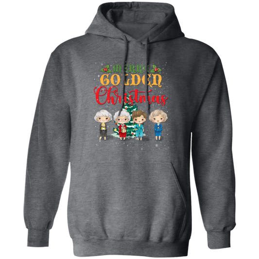 Merry Golden Christmas, Chibi Golden Girl Cartoon With Xmas Tree And Snow Best Gift Pullover Hoodie