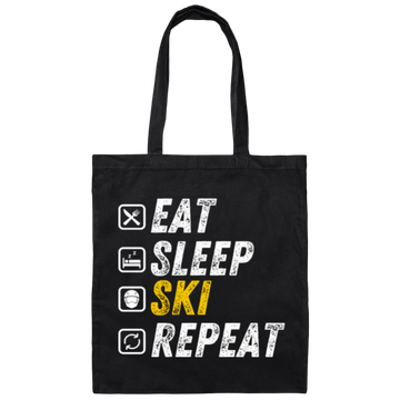 Eat Sleep Ski - Funny Alpine Skiing Gift Canvas Tote Bag