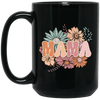 Mama Flowers Gift, Retro Flower, Vintage Flower For Mother's Day Black Mug