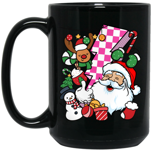 Groovy Santa, Funny Santa, 90s Christmas, Groovy Holiday, Merry Christmas, Trendy Chrismas Black Mug