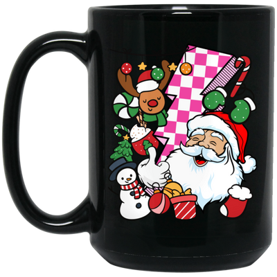 Groovy Santa, Funny Santa, 90s Christmas, Groovy Holiday, Merry Christmas, Trendy Chrismas Black Mug