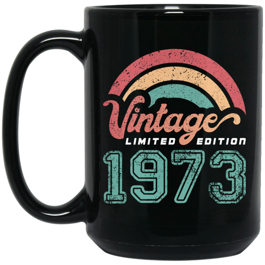 Vintage 1973, Rainbow 1973, Love Gift 1973, Limited Edition 1973 Black Mug