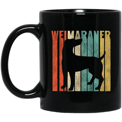 Featuring A Vintage Style, Weimaraner Retro 1970's, Dog Silhouette Cracked Black Mug