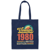 Hawaii 1980 Gift, Vintage 1980 Limited Gift, Retro 1980, Tropical Style Canvas Tote Bag