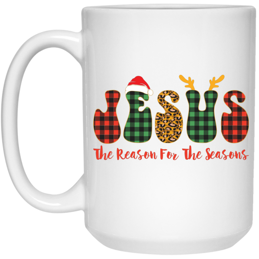 Jesus Is The Reason For The Seasons, Santa Jesus White Mug