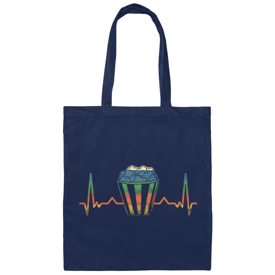 Retro Popcorn Heartbeat Gift Canvas Tote Bag