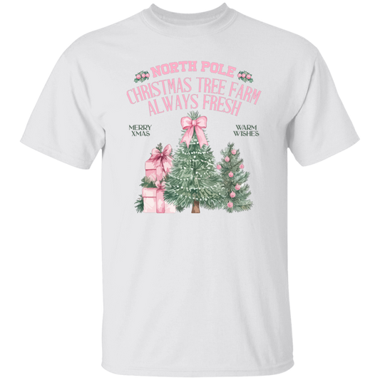 North Pole, Christmas Tree Farm Always Fresh, Merry Xmas, Warm Wishes Christmas Unisex T-Shirt