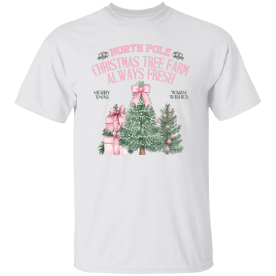 North Pole, Christmas Tree Farm Always Fresh, Merry Xmas, Warm Wishes Christmas Unisex T-Shirt