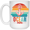 Ocean Papa, Retro Papa, Retro Ocean, Retro Anchor White Mug