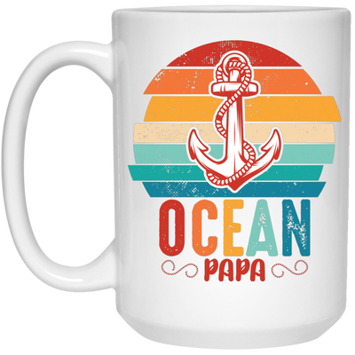 Ocean Papa, Retro Papa, Retro Ocean, Retro Anchor White Mug