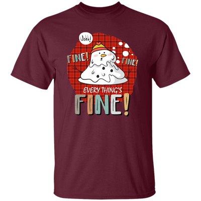 It's Fine, Everythings Fine, Melting Snowman, Plaid Xmas, Merry Christmas, Trendy Christmas Unisex T-Shirt