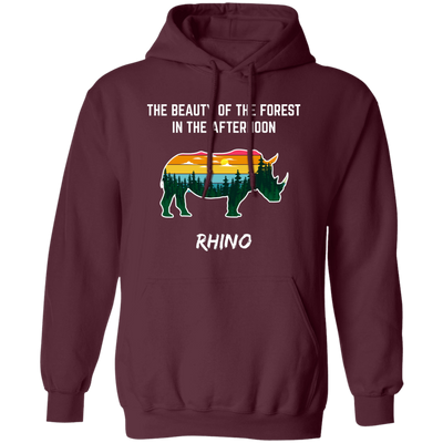 The Beauty Of Forest In The Afternoon Is Rhino, Retro Rhino Pullover Hoodie