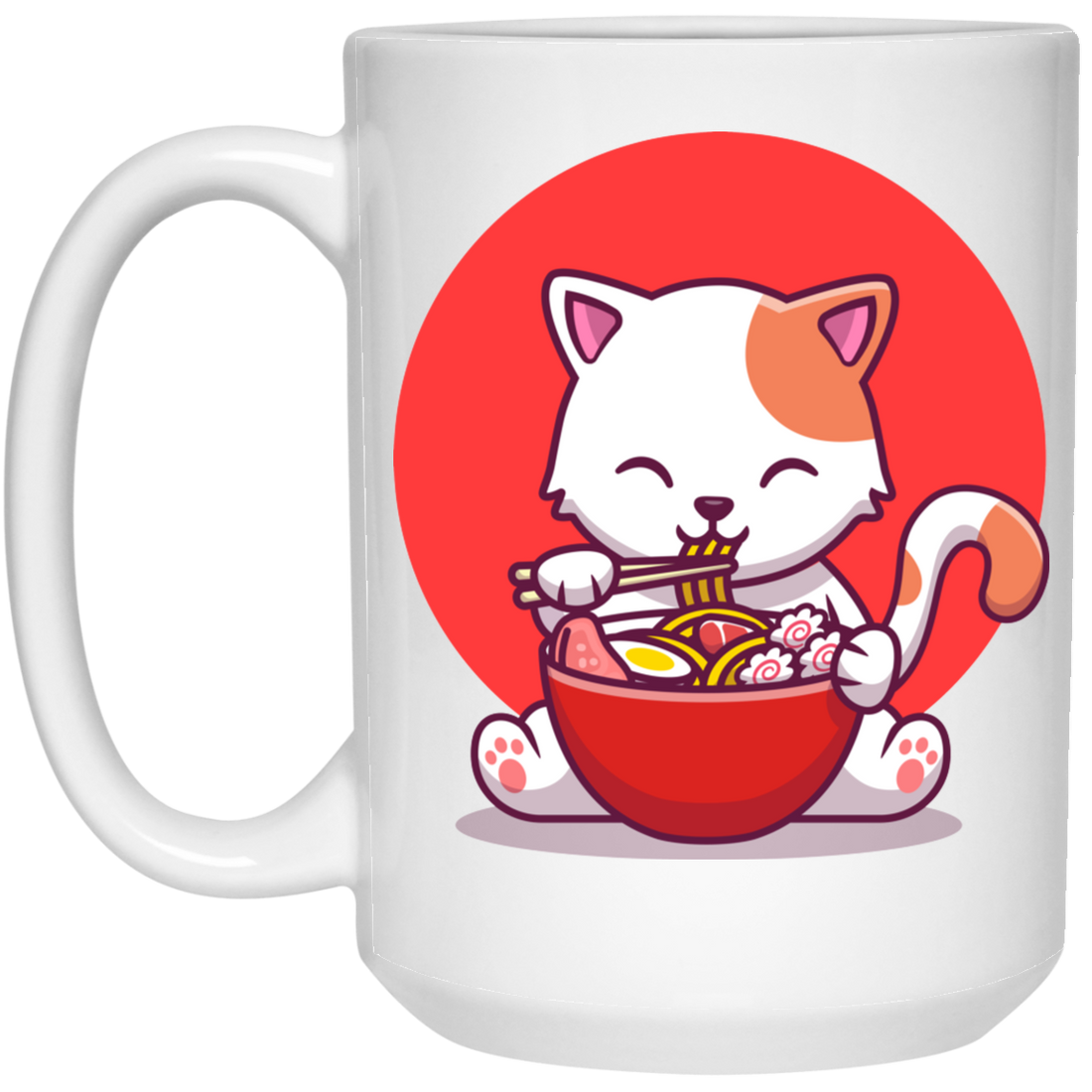 Cat Ramen, Love Ramen, Cat Eat Japanese Noodles White Mug