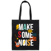 Make Some Noise, Love The Rock Music, Guitar, Cassette Canvas Tote Bag