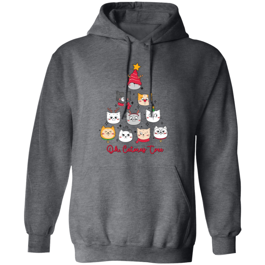 Catmas Tree, Merry Catmas, Cute Cat, Merry Christmas, Trendy Christmas Pullover Hoodie