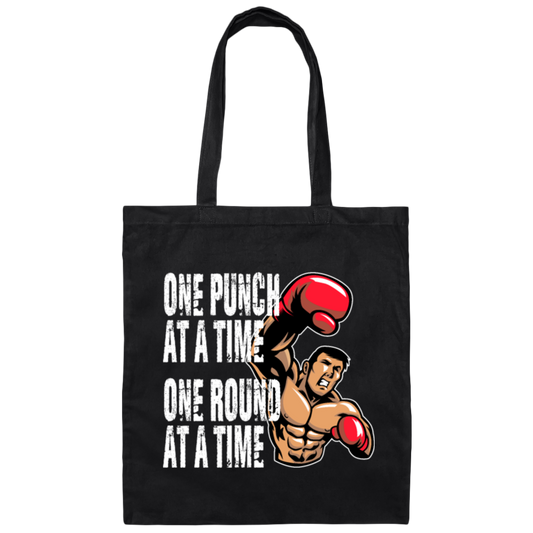 Boxing Lover, Punch Fighter, One Punch At A Time, One Round Canvas Tote Bag