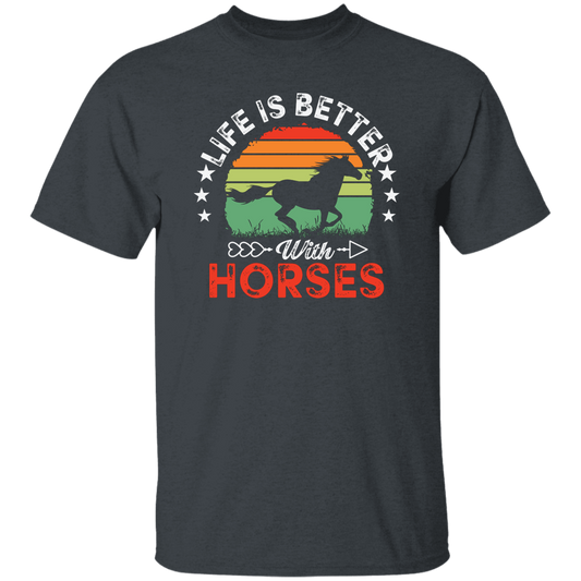 Life Is Better With Horses, Retro Horses, Horse Racing Unisex T-Shirt