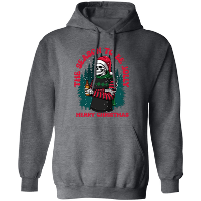 The Season To Be Jolly, Merry Christmas, Trendy Christmas, Skeleton Santa Pullover Hoodie