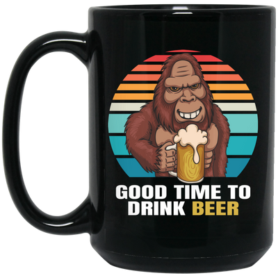 Good Time To Drink Beer, Retro Monkey, Gorilla Drink Beer Black Mug