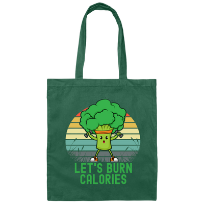 Retro Healthy Lets Burn Calories Do Excercise Broccoli Canvas Tote Bag