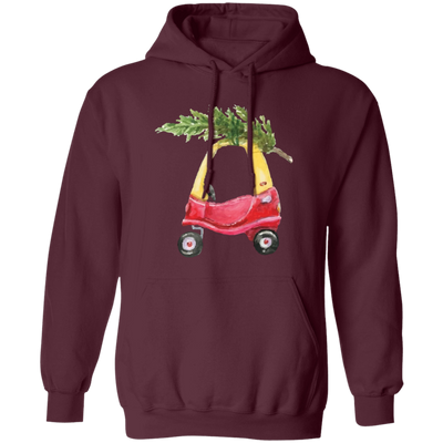 Baby Car Watercolor, Car Bring Xmas Tree, Cute Xmas Car, Merry Christmas, Trendy Chrismas Pullover Hoodie