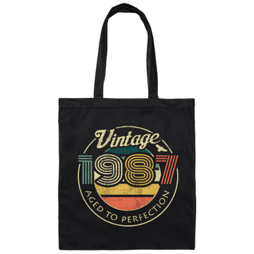 1987 Vintage Born In Retro Age Birthday Gift Idea Canvas Tote Bag