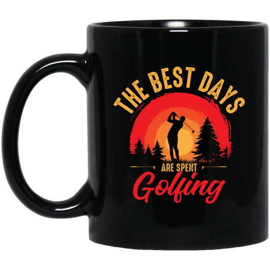 The Best Days Are Spent Golfing, Retro Golf Player Black Mug