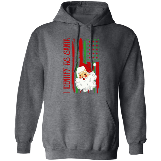 American Santa, I Identify As Santa, American Christmas, Merry Christmas, Trendy Christmas Pullover Hoodie