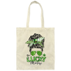 Messy Bun Hair Lover, One Lucky Memaw Matching Family St Patrick Canvas Tote Bag