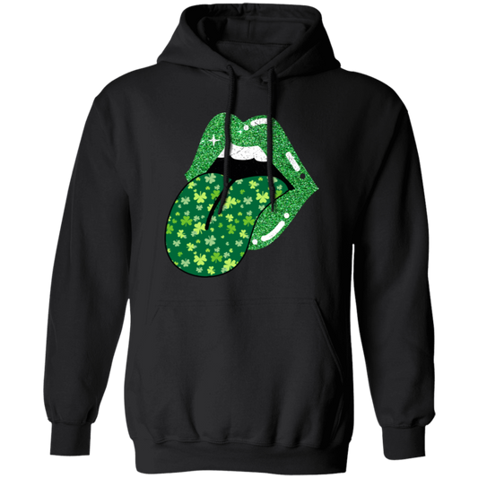 Patrick Lips, Patrick Glitter, St. Patrick_s Day, Patrick Leaves Pullover Hoodie