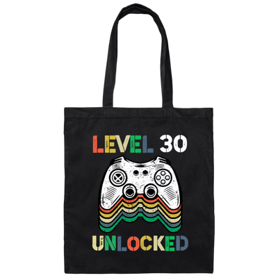 Level 30 Unlocked Retro, 30th birthday gift, half a century Canvas Tote Bag
