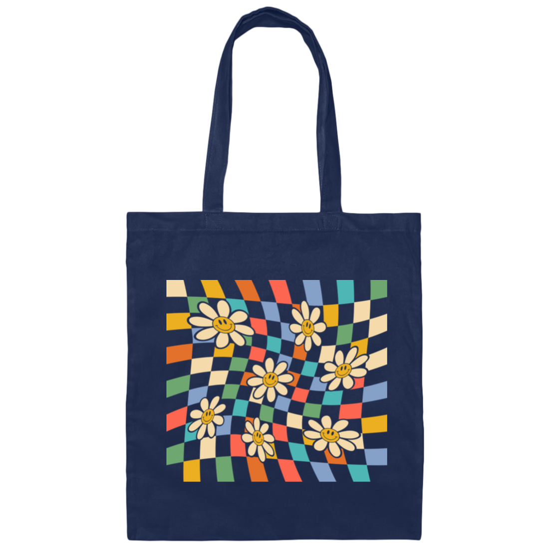 Groovy Emotion, Smile Icon, Smiley Face, Smiley Sunflower Canvas Tote Bag