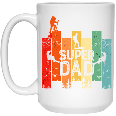 Retro Dad, Super Dad, Hiking Dad, Daddy Love Hiking White Mug