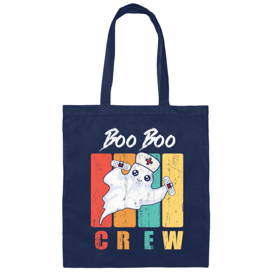 Retro Cute Boo, Boo Boo Crew Nurse Ghost Kawaii Halloween Costume Canvas Tote Bag