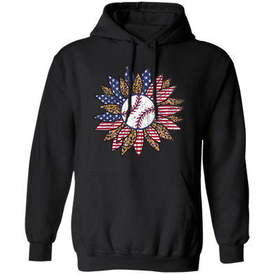 American Baseball, Sunflower Baseball, Leopard Sunflower-4 Pullover Hoodie