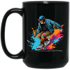 Cool Man, Cool Boy, Boy With Skateboard, Skateboarding Watercolor Black Mug