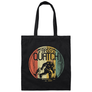 Retro Bassquatch Bass Fishing Bigfoot Sasquatch Yeti Canvas Tote Bag