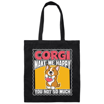 Corgi Make Me Happy, You Not So Much, Retro Corgi Canvas Tote Bag