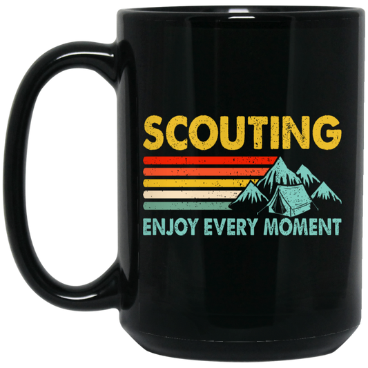 Scouting Enjoy Every Moment, Retro Scouting Black Mug