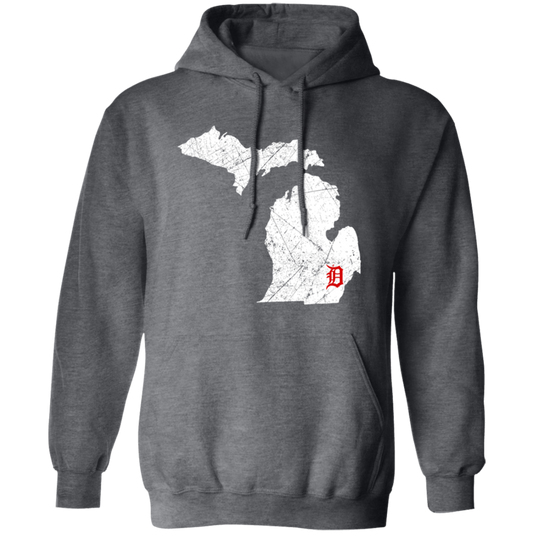 Detroit City, Michigan Map Lakes, Letter D Nature Gift, Love Michigan Pullover Hoodie